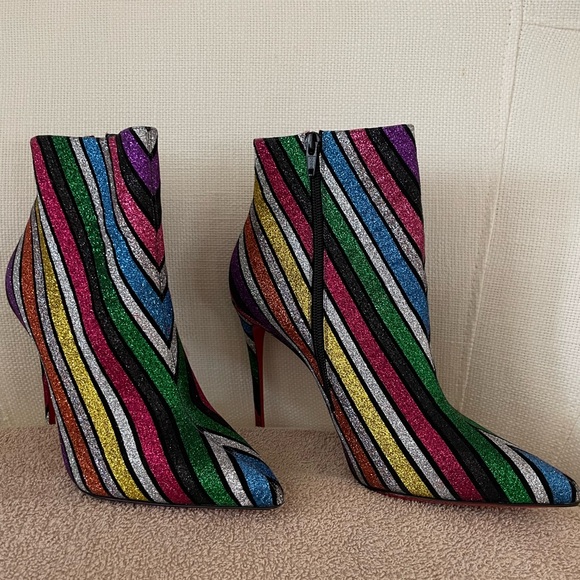 CHRISTIAN LOUBOUTIN SO KATE BOOTY 100 SUEDE STRIPY GLITTER - Picture 2 of 10